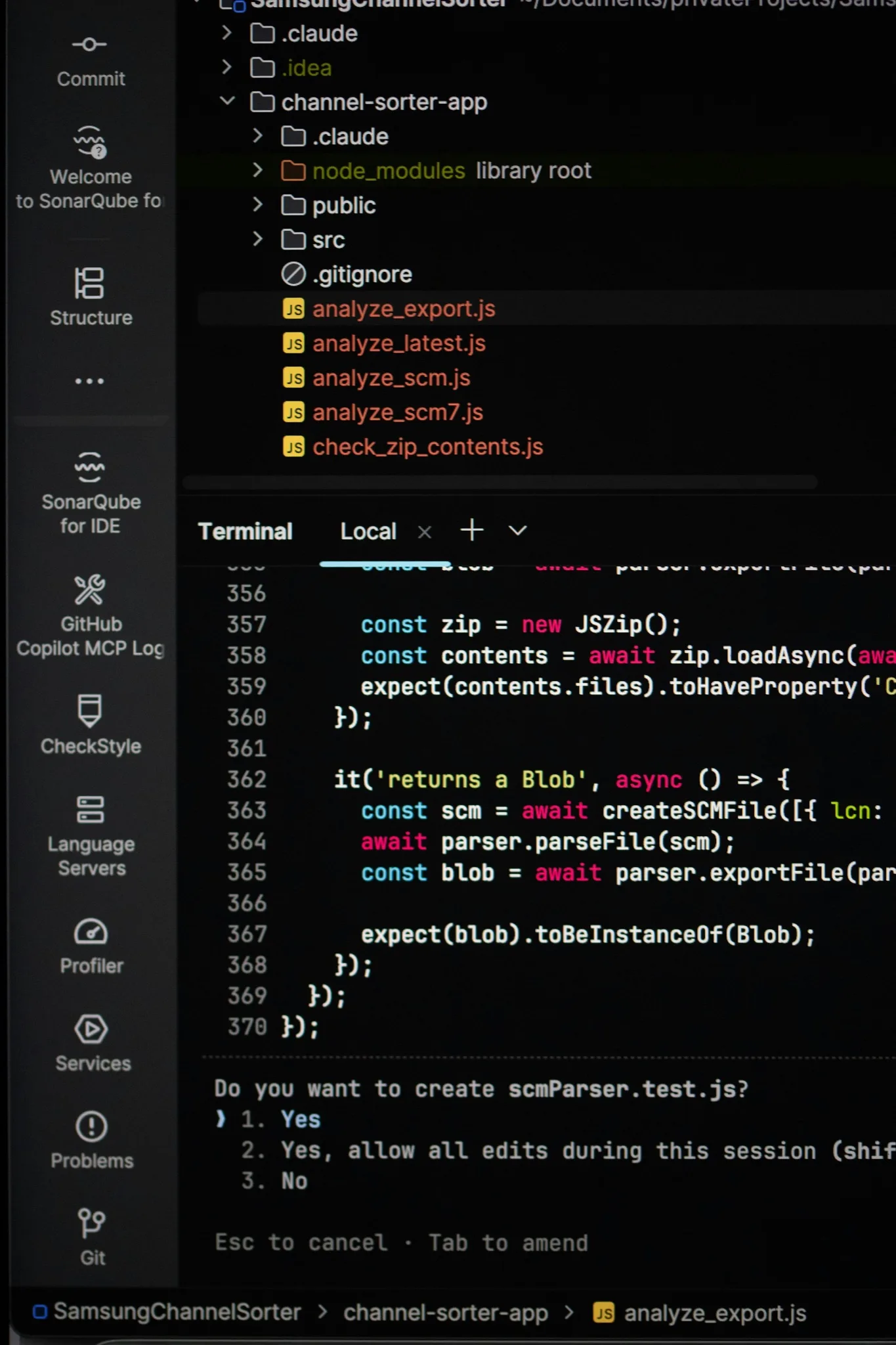 Code displayed on a dark screen with green light.