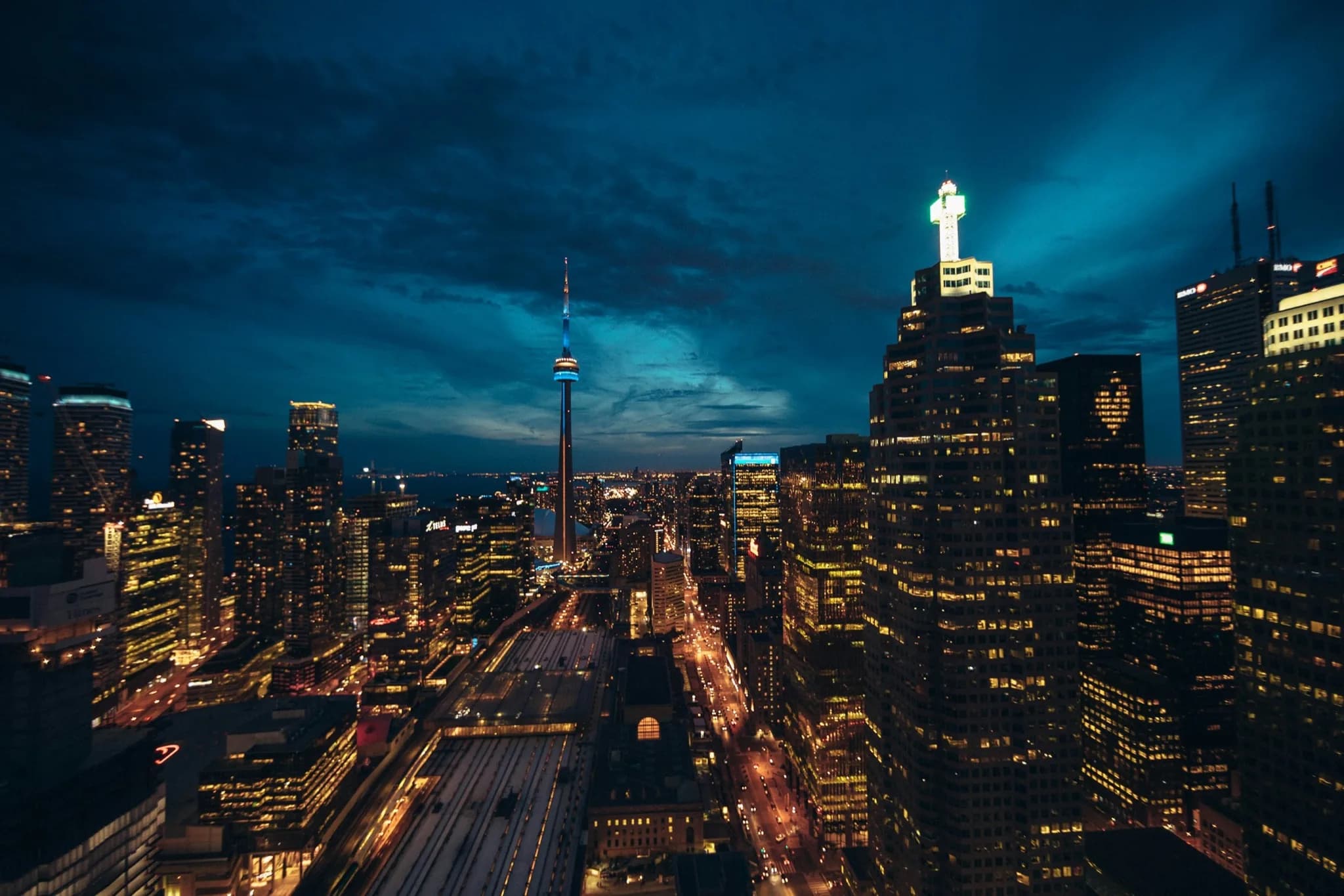 Toronto skyline at blue hour.